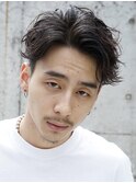 調布メンズパーマフェザーパーマセンターパートガイルヘアゆるめ