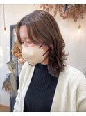 ミルクティーベージュダブルカラーインナーカラー韓国20代前髪