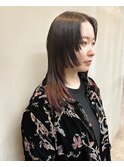 毛先のポイントカラー×姫カット
