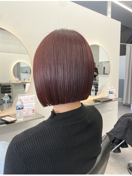 レノ(RENO) 切りっぱなしボブ/ピンクブラウン