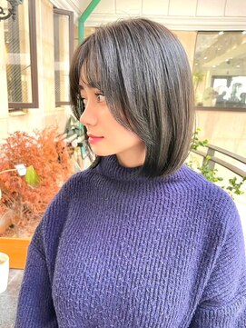 ラグーン 原宿 表参道(LAGOON) 美髪艶髪切りっぱなしボブ丸型卵型四角ベース逆三角サイドバング