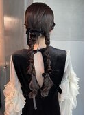 【ダブルポニーテール】/結婚式/二次会/同窓会/銀座/ヘアセット