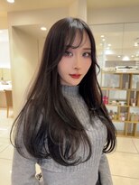 ☆暗髪カラー韓国風　中華風　レイヤーカット　ダークグレージュ