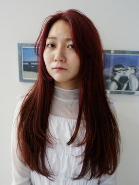 オーオ シカシカ(OOO YY) ロングレイヤーにボルドーカラー/ブリーチなしダブルカラー