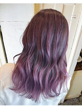 パープルハイライトで透明感UP＊セミロング