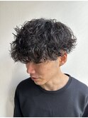 波巻きパーママッシュツーブロックメンズパーマ