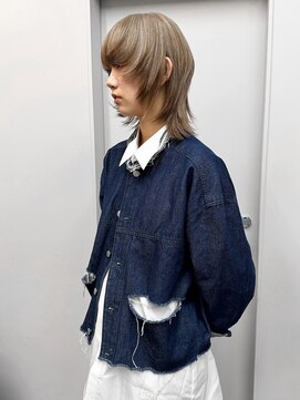 ヴァーディ オモテサンドウ(Vardy omotesando) wolf/ハイトーンデザイン ホワイトベージュ マッシュ