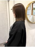 くすみベージュ/ぱつっとボブ/ベージュブラウン【新保/青江】