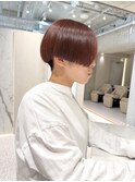 8トーンブリーチなしボルドーレッド×ショート #034