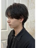 メンズボブウルフメンズミディアムレイヤーカット韓国ウルフ
