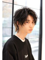 ネイビー(NAVY)&nbsp;メンズ ミディアムウルフ 2020 オススメ 渋谷表参道 ブリーチ