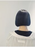 ダブルカラーネイビーブルーミニボブ【神保町/九段下】