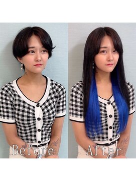 エクステ専門店あるじゃんすー 小倉店 ディープブルーインナーカラー#シールエクステ#小顔ヘア#小倉