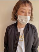 スパイラルパーマ切りっぱなしボブ
