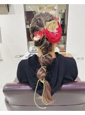 編みおろし・水引きヘアアレンジ