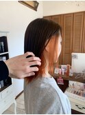 インナーカラー/インナーカラーオレンジ/イヤリングカラー/美髪