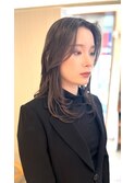 セミロングレイヤー×ブラウンカラー