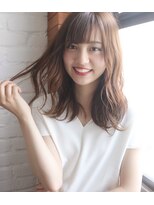 道村/デジタルパーマ/ブランジュ/斜めバング/くびれセミディ/