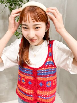 トゥコ(tuco) オレンジカラーオレンジブラウンオン眉ぱっつんロング