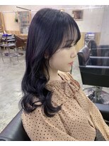 シーン(SCEN) 韓国　フェイスレイヤーセミロング　パープルブラック