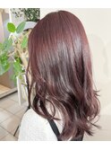 セミロング×ピンクブラウン