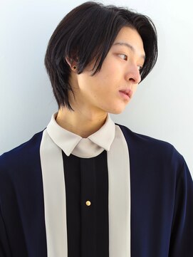 ラミ(L'ami) モテ髪ミディアムウルフ/黒髮七三かきあげヘア