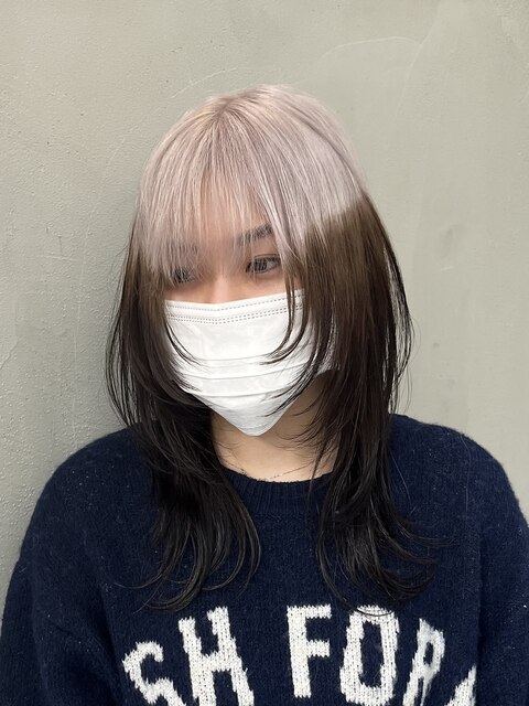 【GEEKS渋谷】ホワイトピンク/ロングウルフ/春カラー/髪質改善