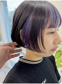 フェイスフレーミング/バイオレット/モードボブ/インナーカラー