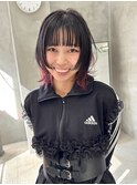 ウルフカット　レイヤーカット　インナーカラー　ブリーチ