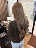 ベージュ　コテ巻き　韓国風　ワンカラー