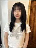レイヤーカット 暗髪 透明感カラー 顔周りレイヤー　20代30代
