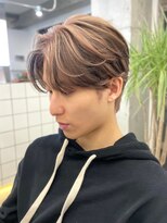 メンズブリーチカラーミルクティーベージュカラーダブルカラー