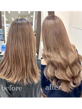スタイル 横浜(STYLE) 【南波】before/after/ベージュ/ロングエクステ/８０本
