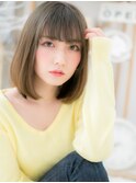グレーベージュシースルーバング前下がりボブc7上尾20代30代40代