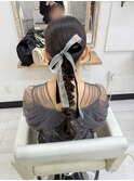 タイト編みおろし 結婚式ヘア参列ヘア