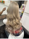 ブロンドベージュブリーチカラーダブルカラーシールエクステ