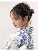 ウィールール 札幌店(WE RULE) 浴衣ヘア ゆるふわシニヨン 花柄浴衣
