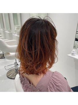 ウル(uru) お客様style☆ボブウルフ×オレンジ☆