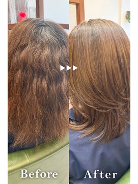 サロンデピレ ミディアムレイヤーブラウン30代40代50代#髪質改善