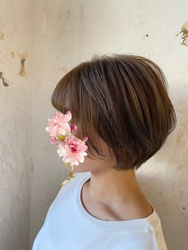 ヘアアートヒサ(HAIR ART hisa) 「RYOKO」30代40代50代  ショートボブ×透け感アッシュ