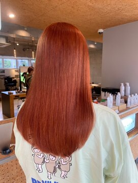 ケシキ 佐賀(keshiki) ブリーチなしダブルカラー/アプリコットオレンジ/ロング