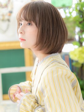 カバーヘア ブリス 川口(COVER HAIR bliss) ★マロンベージュアッシュ艶感ストレート丸みボブ20代30代★1