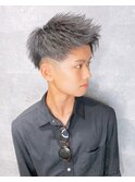 ジェットモヒカン/フェード/シルバーグレー/ダブルカラー