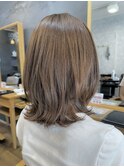 ブラウンベージュ/ミディアムボブ/透明感/レイヤーボブ/我孫子
