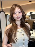 ロングレイヤーカットニュアンスカラー韓国風顔まわりカット