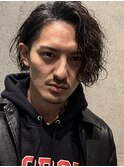 メンズボブ　かきあげバング　波巻きパーマ