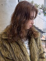 セル(CELL)&nbsp;ブラウンカラー 顔周りカット ニュアンスパーマ 前髪カット*