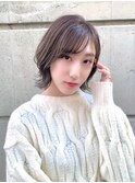 王道流し前髪/くびれボブ/無彩色カラー
