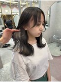 ダブルカラーインナーカラー暗髪グレージュ韓国ブルベ