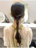 大人ヘア!艶々タイトローポニー♪金箔